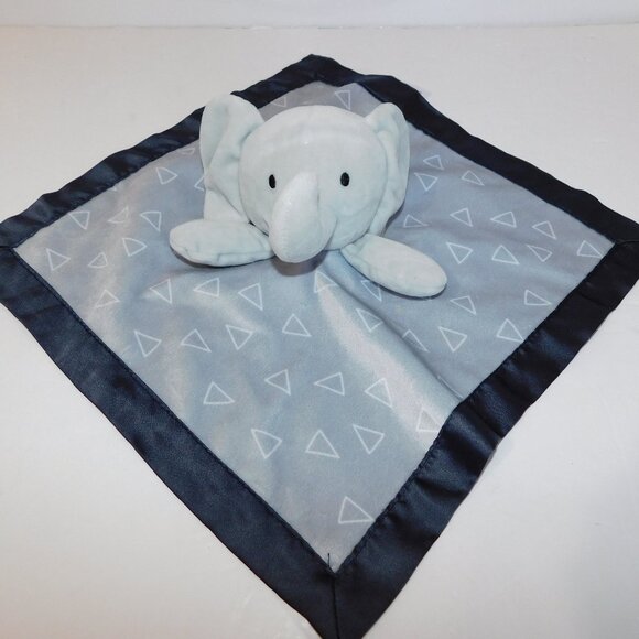 Child of Mine Carters Elephant Rattle Blue Gray Triangle Security Blanket - Picture 1 of 7